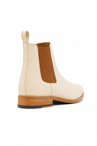 Ambrogio AMB1040 ivory beige suede Chelsea boot — rear three-quarter view