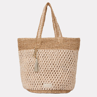Andre Assous Anna Natural raffia tote handbag front view