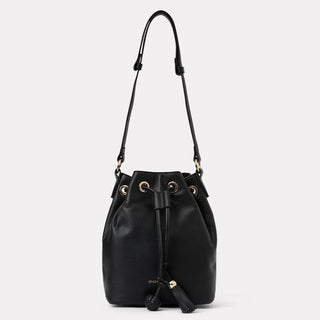 Andre Assous Bella Black leather bucket handbag front view