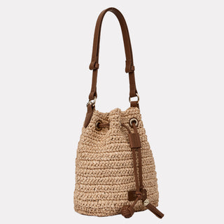 Andre Assous Bella Cognac raffia bucket handbag view 2