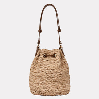 Andre Assous Bella Cognac raffia bucket handbag view 3