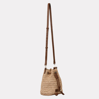 Andre Assous Bella Cognac raffia bucket handbag view 4