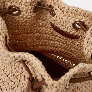Andre Assous Bella Cognac raffia bucket handbag view 5