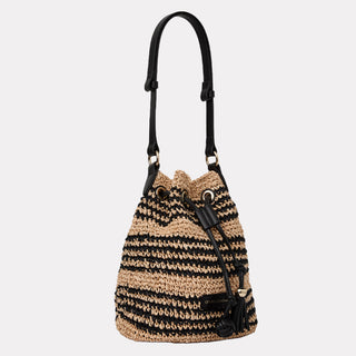 Andre Assous Bella Natural raffia bucket handbag view 2