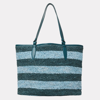 Andre Assous Carina Blue leather and raffia tote handbag view 2