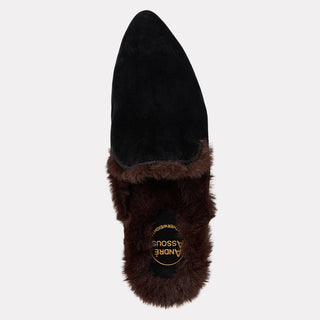 Andre Assous Daria fur-lined suede flat in Black - view 3