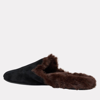 Andre Assous Daria fur-lined suede flat in Black - view 4