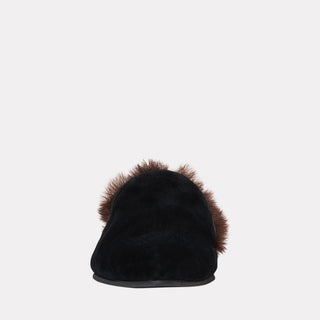 Andre Assous Daria fur-lined suede flat in Black - view 5