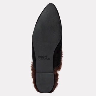 Andre Assous Daria fur-lined suede flat in Black - view 7