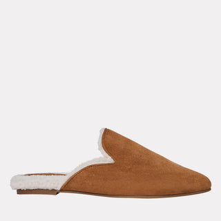 Andre Assous Daria fur-lined suede flat in Cognac - view 1