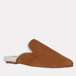 Andre Assous Daria fur-lined suede flat in Cognac - view 2