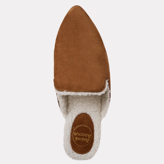 Andre Assous Daria fur-lined suede flat in Cognac - view 3