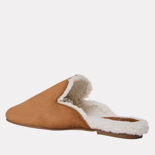 Andre Assous Daria fur-lined suede flat in Cognac - view 4