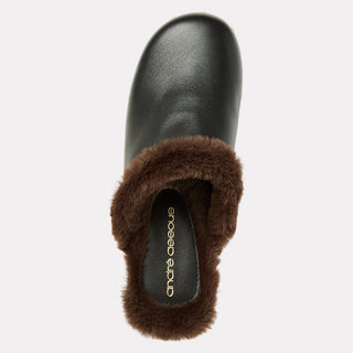 Andre Assous Jocelyn clog in Black leather with faux-fur lining - view 3