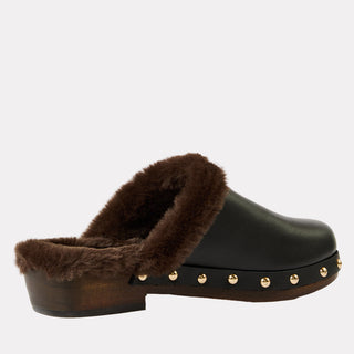 Andre Assous Jocelyn clog in Black leather with faux-fur lining - view 4