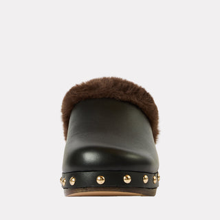 Andre Assous Jocelyn clog in Black leather with faux-fur lining - view 5