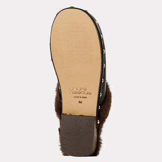 Andre Assous Jocelyn clog in Black leather with faux-fur lining - view 7