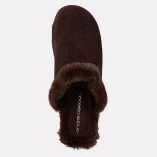 Andre Assous Jocelyn clog in Dark Brown suede with faux-fur lining - view 3
