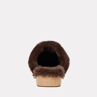 Andre Assous Jocelyn clog in Dark Brown suede with faux-fur lining - view 6