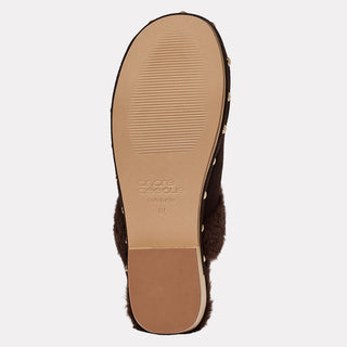 Andre Assous Jocelyn clog in Dark Brown suede with faux-fur lining - view 7