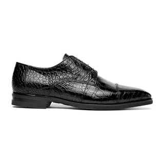 Zelli Italia Andrea Men's Shoe Black Crocodile Skin Derby (ZEL1034)