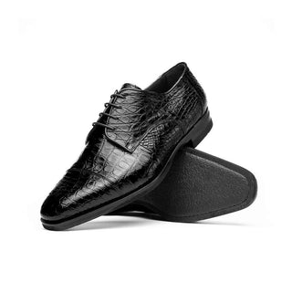 Zelli Italia Andrea Men's Shoe Black Crocodile Skin Derby (ZEL1034)