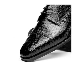 Zelli Italia Andrea Men's Shoe Black Crocodile Skin Derby (ZEL1034)