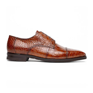 Zelli Italia Andrea Men's Shoe Cognac Crocodile Skin Derby (ZEL1034)