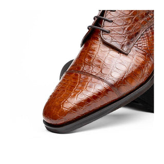 Zelli Italia Andrea Men's Shoe Cognac Crocodile Skin Derby (ZEL1034)