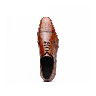 Zelli Italia Andrea Men's Shoe Cognac Crocodile Skin Derby (ZEL1034)