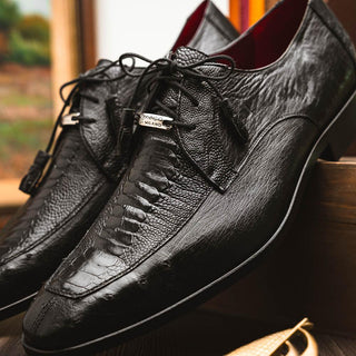 Marco Di Milano Andretti Men's Black Shoes Exotic Ostrich Leg Derby (MDM1181)
