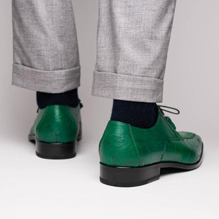 Marco Di Milano Andretti Men's Shoes Green Lemon Exotic Ostrich Leg Derby (MDM1181)