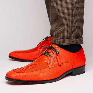 Marco Di Milano Andretti Men's Shoes Orange Exotic Ostrich Leg Derby (MDM1181)