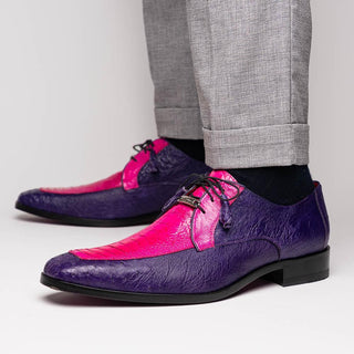 Marco Di Milano Andretti Men's Shoes Pink & Purple Exotic Ostrich Leg Derby (MDM1181)