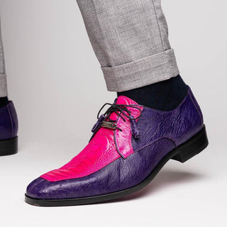 Marco Di Milano Andretti Men's Shoes Pink & Purple Exotic Ostrich Leg Derby (MDM1181)