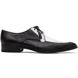 Marco Di Milano Andretti Men's Shoes Black & White Exotic Ostrich Leg Derby (MDM1181)