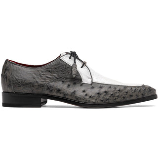 Marco Di Milano Andretti Men's Shoes White & Gray Exotic Ostrich Leg Derby (MDM1181)
