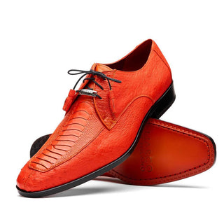 Marco Di Milano Andretti Men's Shoes Orange Exotic Ostrich Leg Derby (MDM1181)