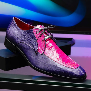 Marco Di Milano Andretti Men's Shoes Pink & Purple Exotic Ostrich Leg Derby (MDM1181)