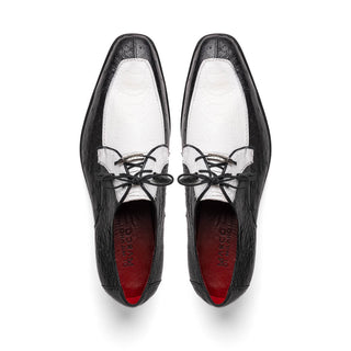 Marco Di Milano Andretti Men's Shoes Black & White Exotic Ostrich Leg Derby (MDM1181)