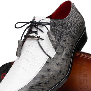 Marco Di Milano Andretti Men's Shoes White & Gray Exotic Ostrich Leg Derby (MDM1181)