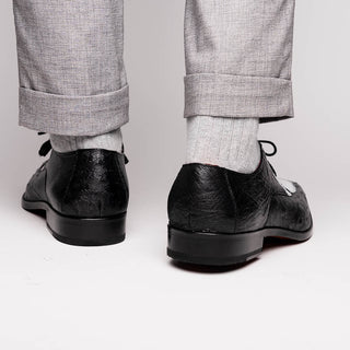 Marco Di Milano Andretti Men's Shoes Black & White Exotic Ostrich Leg Derby (MDM1181)