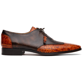 Marco Di Milano Anzio Brandy Exotic Alligator /  Calfskin Leather Derby (MDM1037)