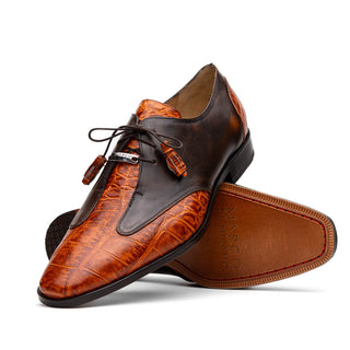 Marco Di Milano Anzio Brandy Exotic Alligator /  Calfskin Leather Derby (MDM1037)