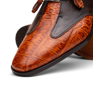 Marco Di Milano Anzio Brandy Exotic Alligator /  Calfskin Leather Derby (MDM1037)