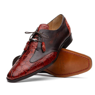 Marco Di Milano Anzio Cognac Exotic Alligator / Calfskin Leather Derby (MDM1037)