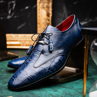 Marco Di Milano Anzio Blue Exotic Alligator / Calfskin Leather Derby (MDM1037)