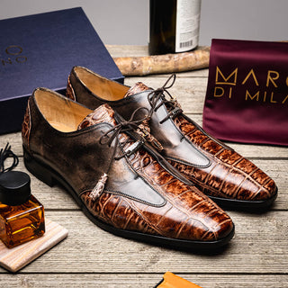 Marco Di Milano Anzio Rustic Orix Exotic Alligator /  Calfskin Leather Derby (MDM1037)