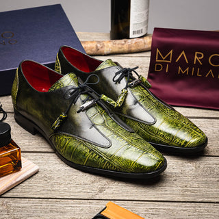 Marco Di Milano Anzio Green Exotic Alligator /  Calfskin Leather Derby (MDM1037)