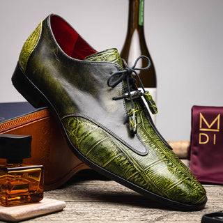Marco Di Milano Anzio Green Exotic Alligator /  Calfskin Leather Derby (MDM1037)